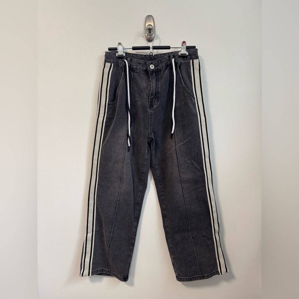 Black Jeans with White Stripes
